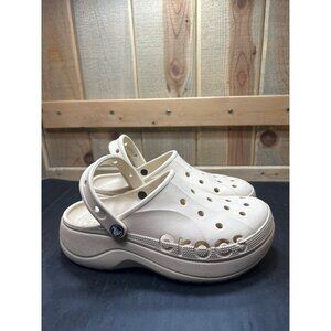 Crocs Womens BAYA Platform Clogs Beige Size 10 Lightweight Comfort Iconic